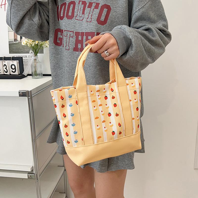 

Personalized embroidery new striped canvas tote bag going out travel storage bag casual backpack жёлтый
