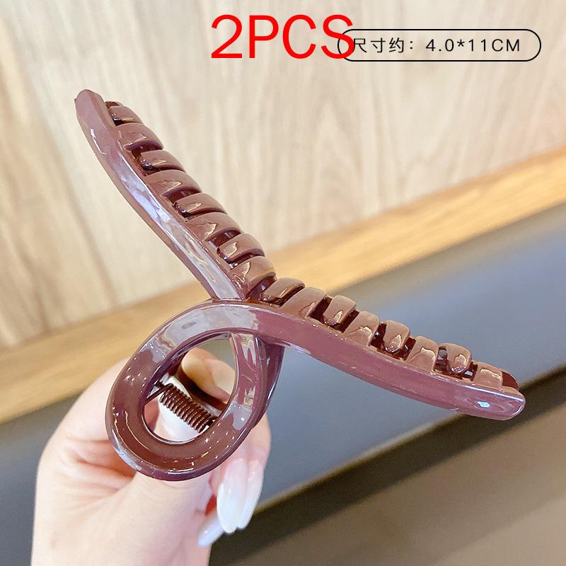 2 ΤΕΜ Premium Σετ Κεφαλών Νέο Γυναικείο Κλιπ Κλιπ Νύχι Μόδας Καφέ Μαύρο Ακρυλικό Μεγάλες Φουρκέτες Claw For Lady Clip Barrette Αξεσουάρ μαλλιών