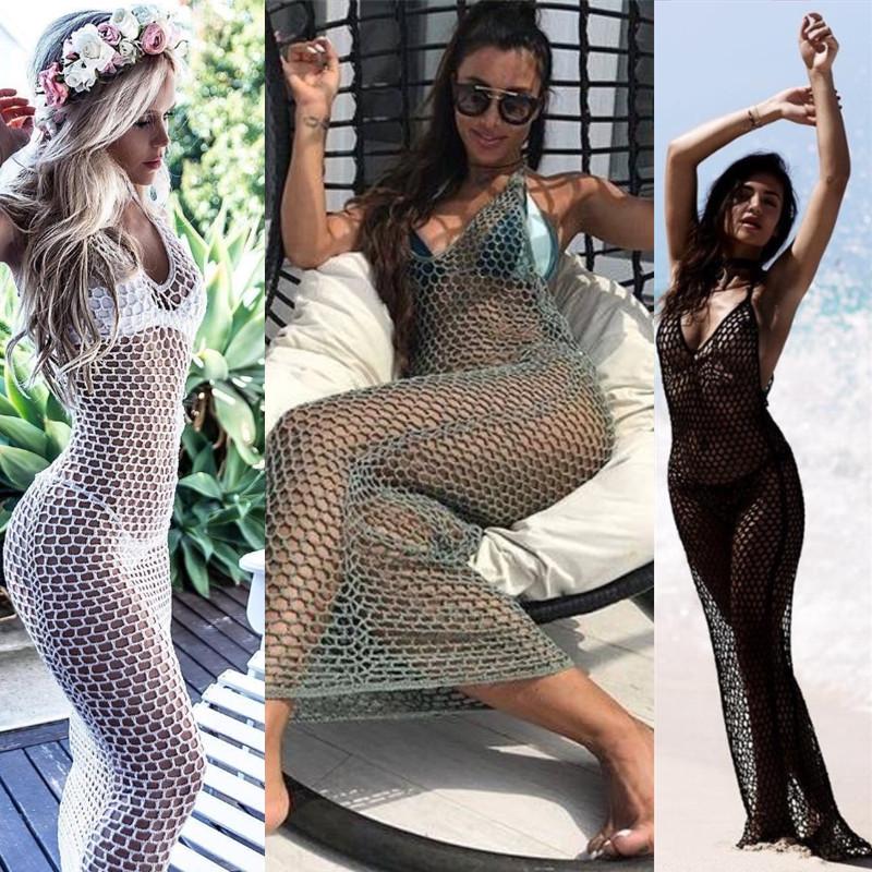 

Handmade Crochet Beach Wedding Swimsuit Cover-Up Dress Small чорний