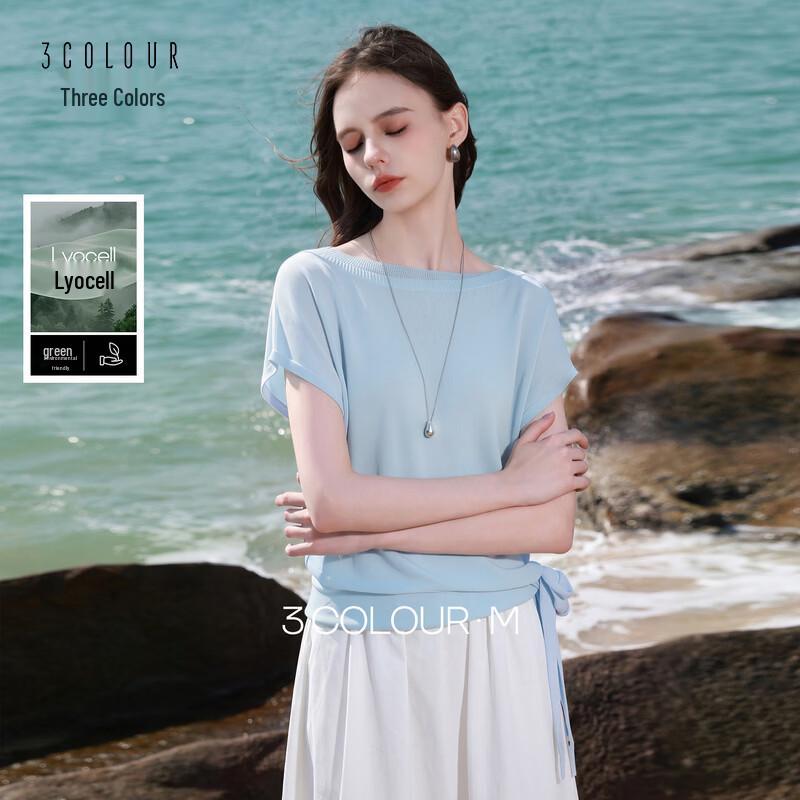 Sancai Off-Shoulder Tie-Detail Knit Top L