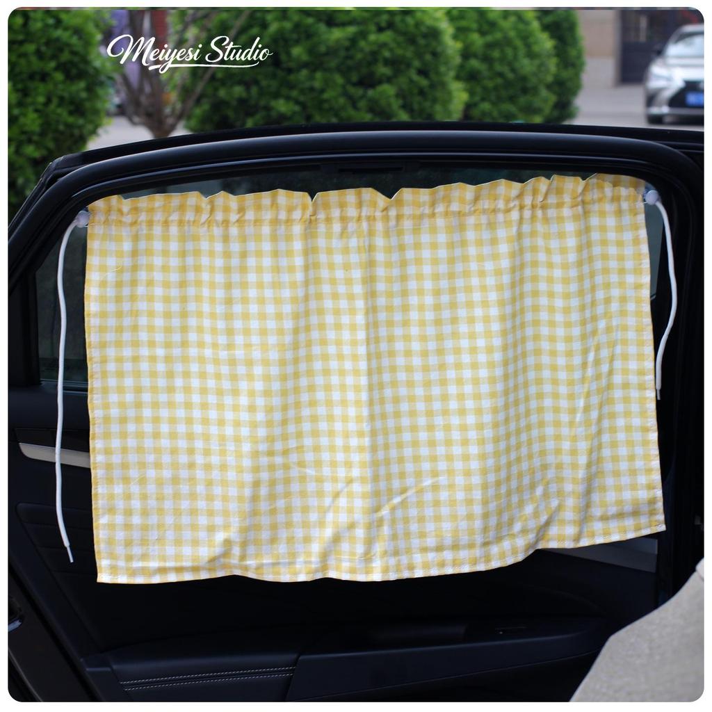 Parasol de Coche a Cuadros de Dibujos Animados 2026 - Cortina de Ventana de Algodón para Protección contra el Calor del Verano
