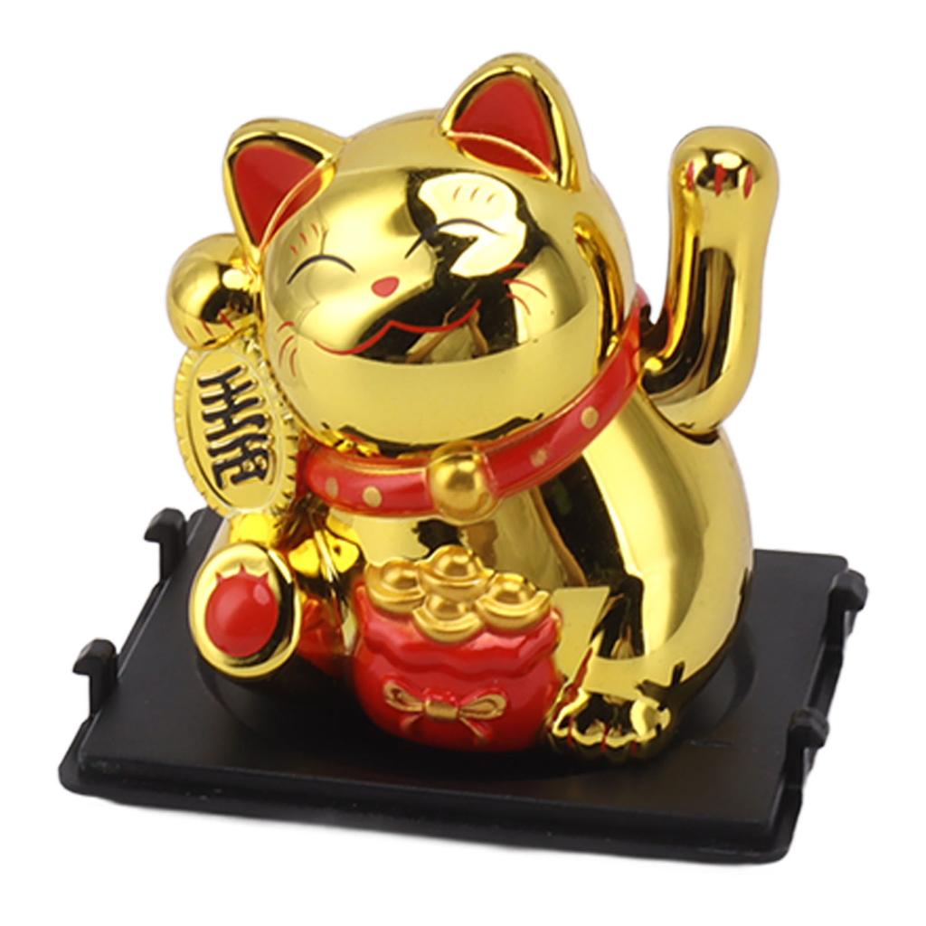2 Inch Lucky Fortune Cat Vivid Lovely Solar Fortune Cat Statue for Decorating Front Desk Car Business Openings