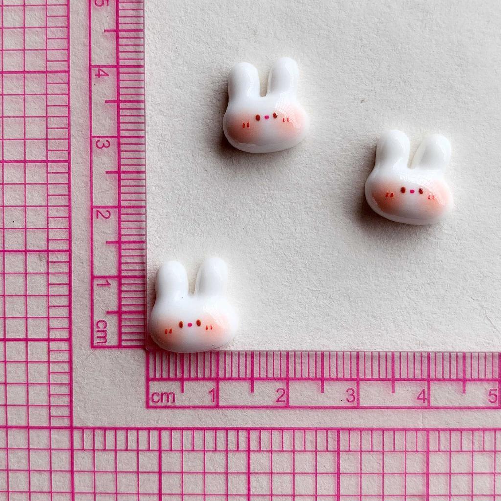 10Pcs Bright Surface Powder Blusher Bunny Series Resin Scrapbook DIY Fashion Hair Clip Mobile Phone and Hats Accessories Bead