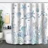 Shower Curtain Waterproof And Mildew-Proof Digital Printing Starfish Shell Shower Curtain Bathroom Partition Curtain Free Punching