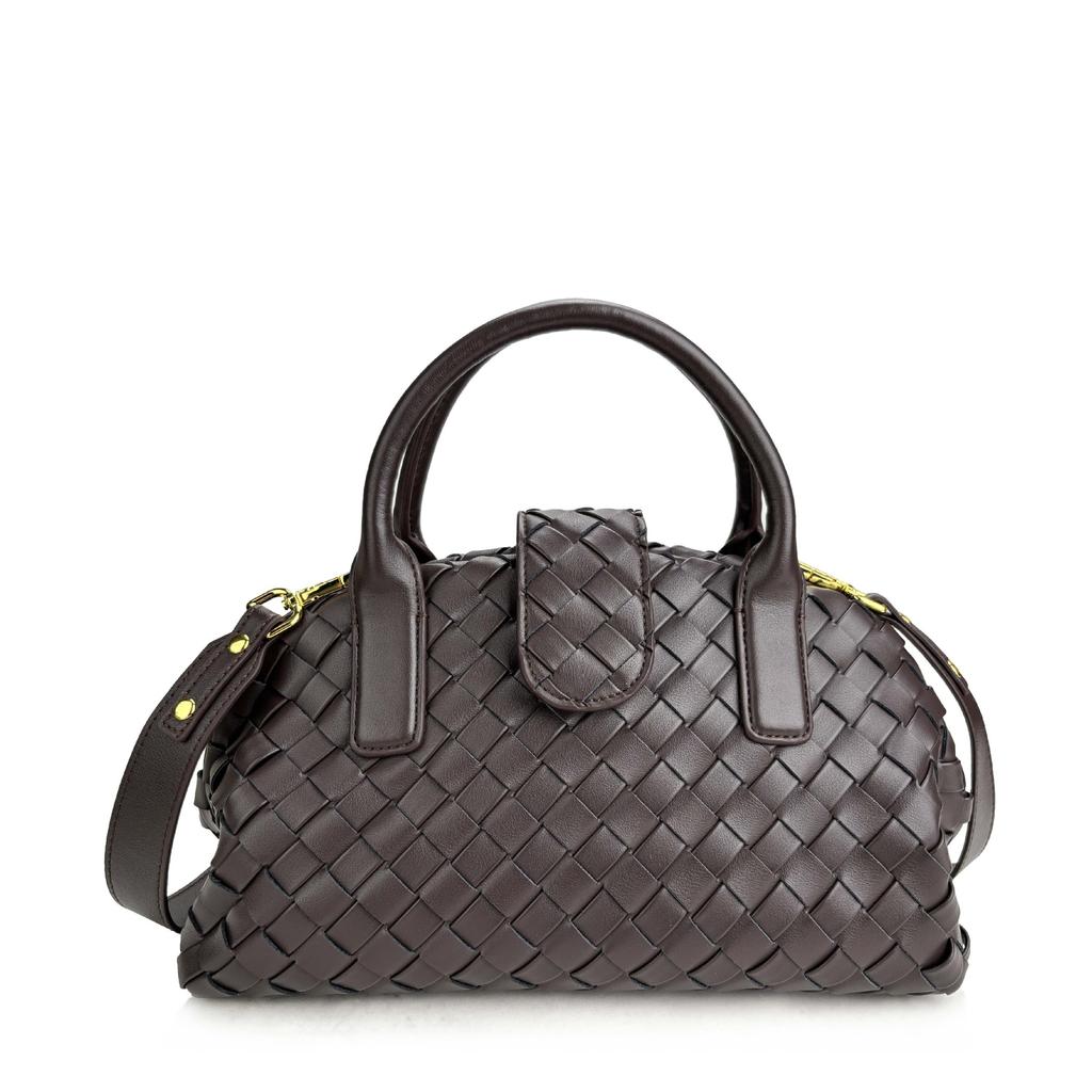 New Handheld Cloud Woven Bag With Advanced Texture Boston Single Shoulder Magnetic Buckle Crossbody Bag For Women