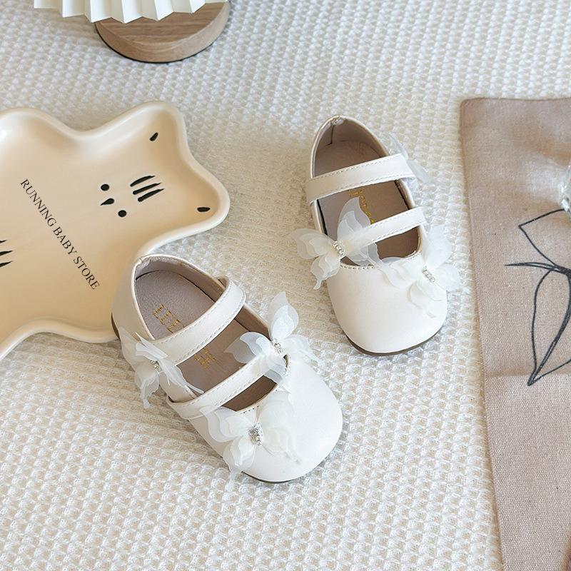 

Chic Spring Children s Leather Shoes Lace Butterfly-knot Kids Party Shes Causal School Low Heel Girls Princess Shoes I08047 23 бежевий