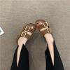fashion 2024 Hot Sale Shoes for Women Plus Size Women's Slippers Fashion Belt Buckle Casual Slippers Women Summer Peep Toe Flat Slippers