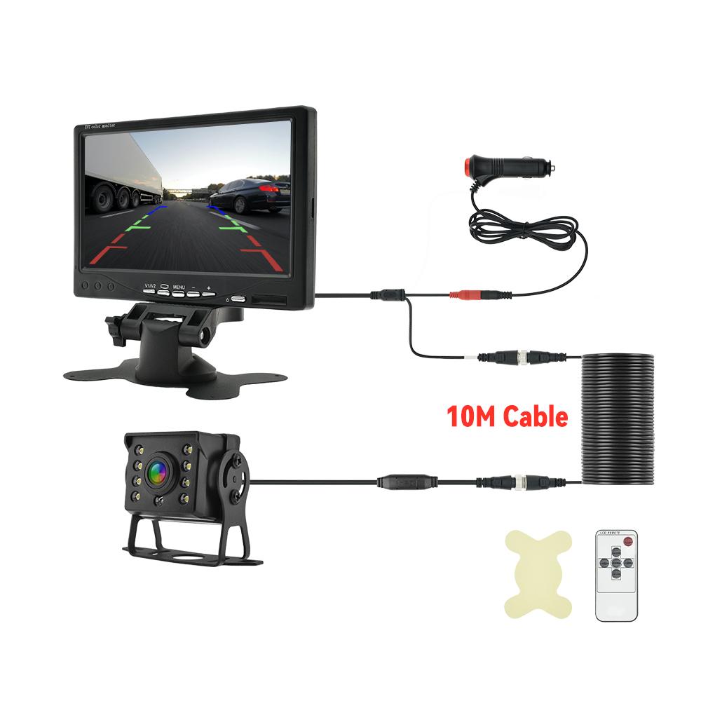 

Парковочная универсальная автомобильная камера заднего вида с монитором для грузовиков, автобусов, 7 HD экранов, 1024*600, помощь при парковке, водонепроницаемая, безопасность