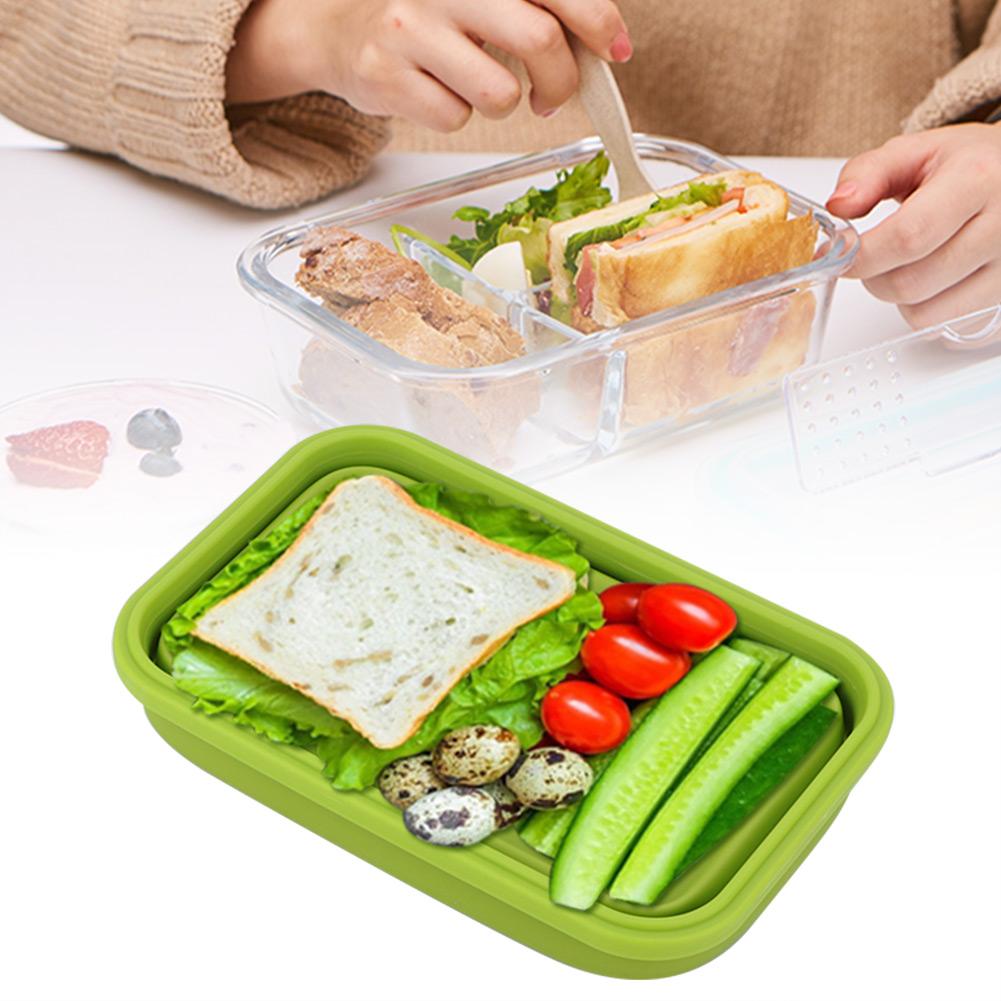 Student Silicone Lunch Box Silicone Collapsible Lunch Box Food Storage Container Set(800ml)