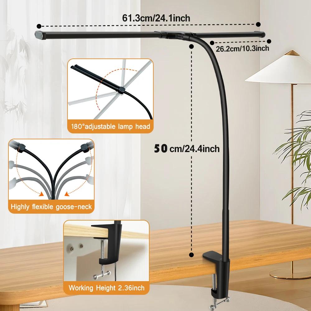 Double Head LED Desk Lamp Dimmable PC Monitor Light USB Table Lamps Reading Lights Eye Protection 3 Color Mode For Office
