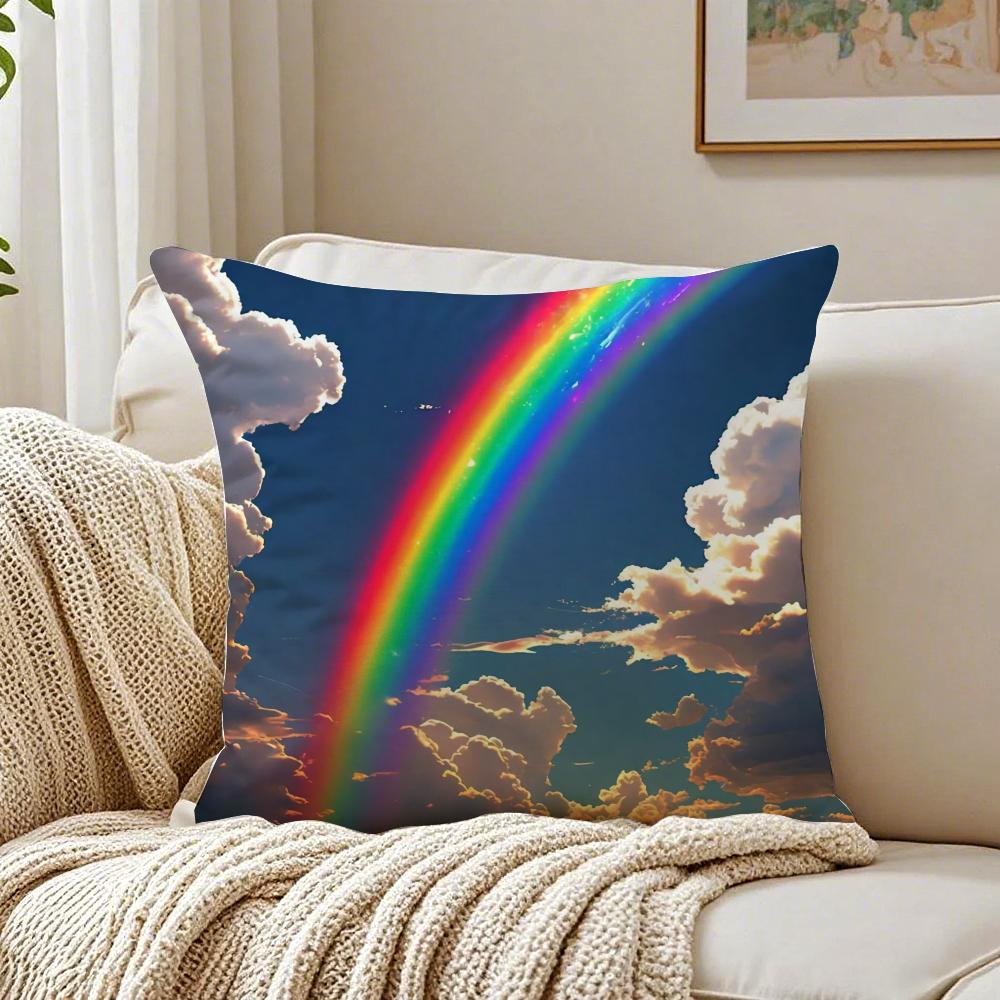 Warm Colorful Cheerful Art RRainbow Cushion Cover Pillowcase Antidustmite living Room Sofa Decor Cushion Room