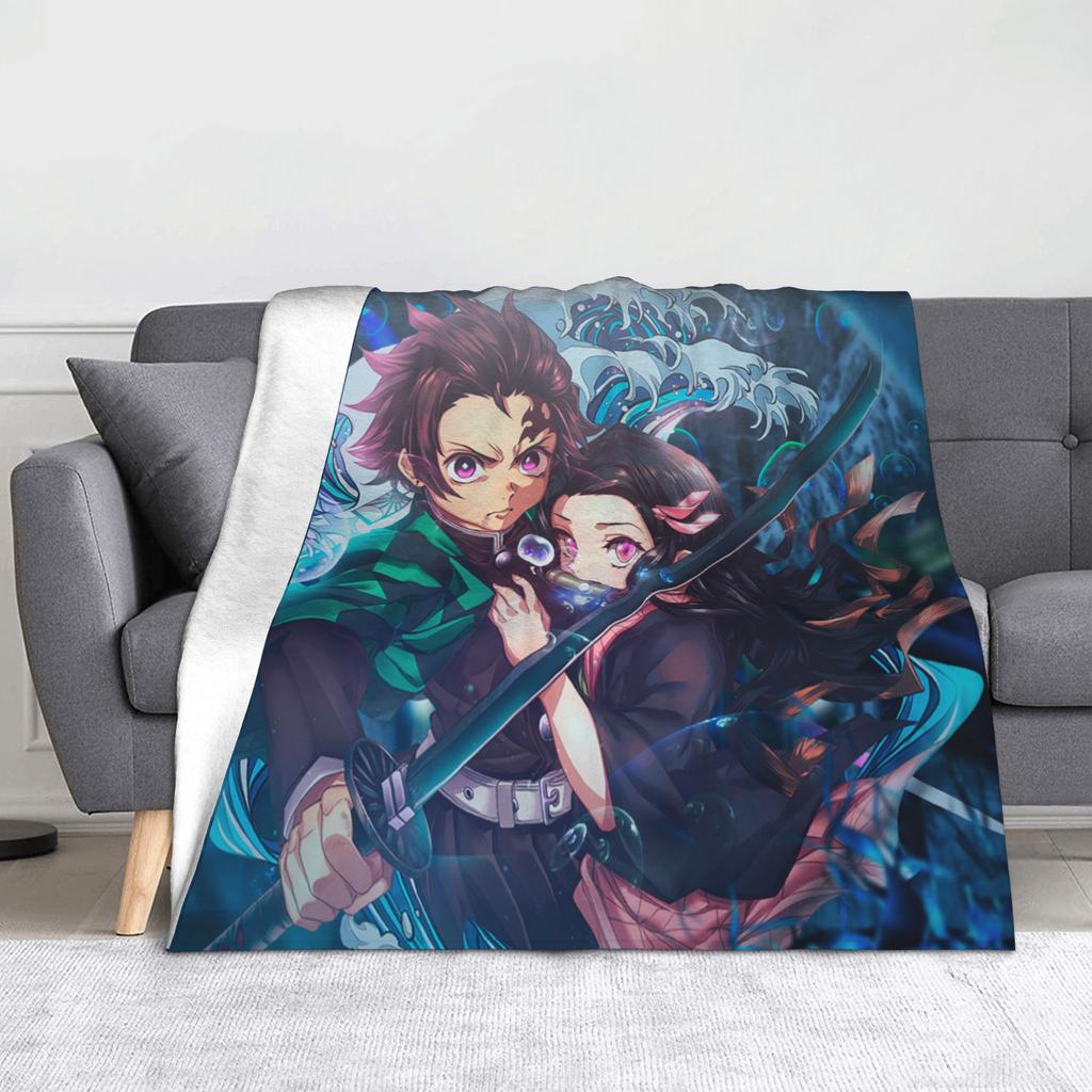 Kyojuro Rengoku Kimetsu No Yaiba Blanket Velvet Spring Autumn Japanese Anime  Multifunction Throw Blanket for Sofa Bedroom Quilt
