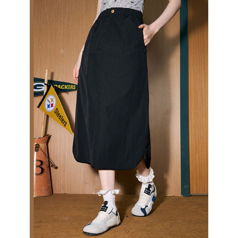 Coolhut Loose and Versatile High-Waisted Retro Workwear Mid-Length 2025 Summer Skirt Straight Casual