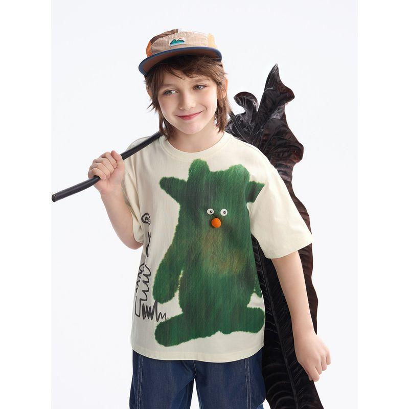 [Monster Series] Mqd Boys' Cartoon Short-Sleeved T-Shirt Summer New Top Kidsren's Bottoming Shirt T-Shirt
