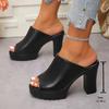 Summer Casual Woman Women Mule Shoes Solid Color Chunky High Heel Open Toe Platform Sandals Leisure Fish Mouth Woman Heel 10cm