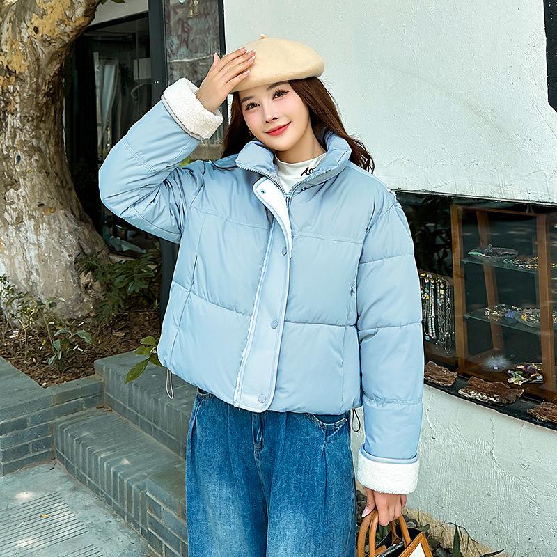 European Cuffs and Leather Lamb Wool Cotton Clothes Women's Winter New Thickened Stand-up Neck Warm Bread Clothes Jacket