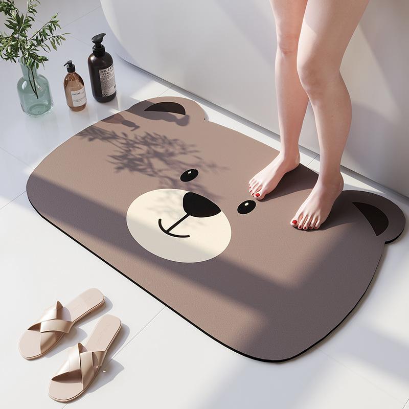 Cartoon Bear Diatom Mud Floor Mat Bathroom Non-Slip Absorbent Foot Mat Household Toilet Quick-Drying Dirt-Resistant Floor Mat