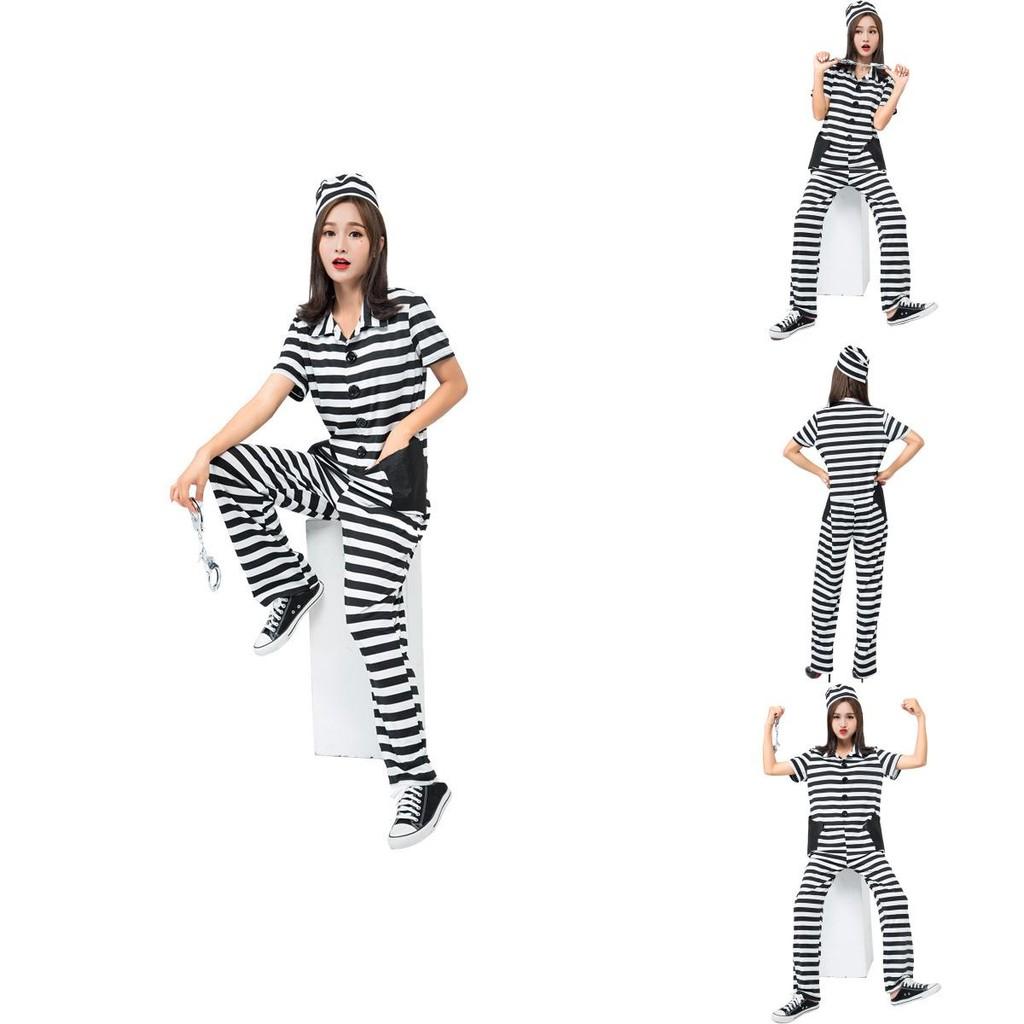 Japanese Anime Striped Prisoner Costume For Cosplay And Stage Performance