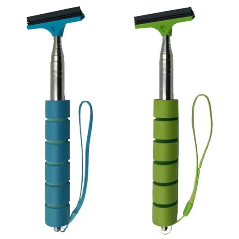 Car Rearview Mirror Wiper Portable Telescopic Auto Glass Squeegee Cleaner Car Mirror Wash Cleaning Brush Long Handle Glass Mist Cleaner