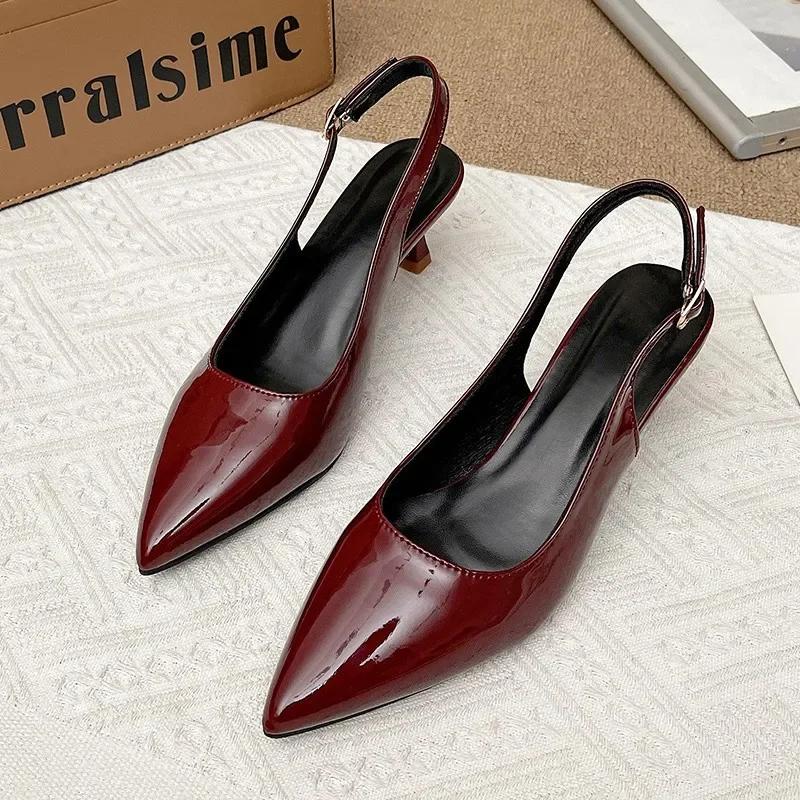 Женская обувь Босоножки на каблуках Женские туфли на высоком каблуке Большие размеры Офисные и карьерные туфли Женские сандалии с острым носком и пряжкой на ремешке на тонком каблуке 35 2259₽