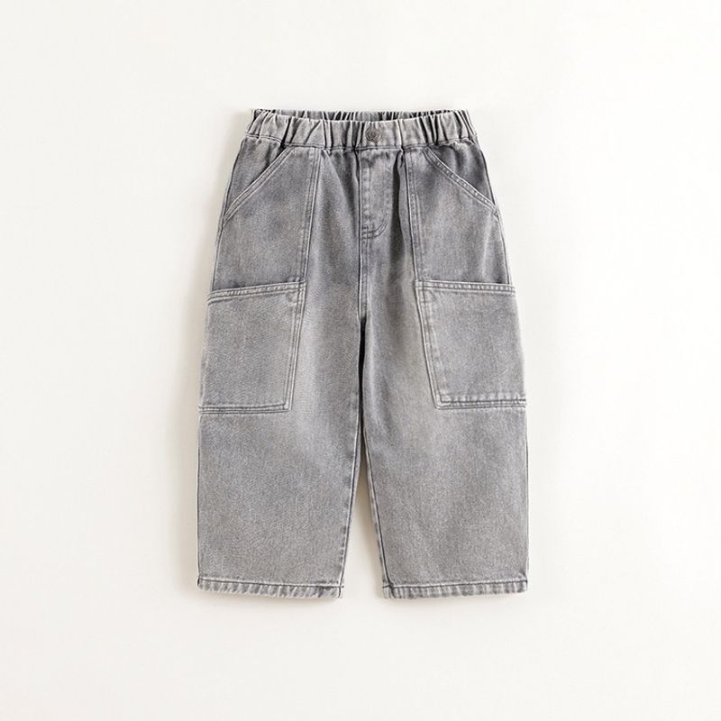 Mark Jenny Boys  Straight-Leg Cargo Jeans, Children s Pants, 2025 Spring New Style 250022 Black 120