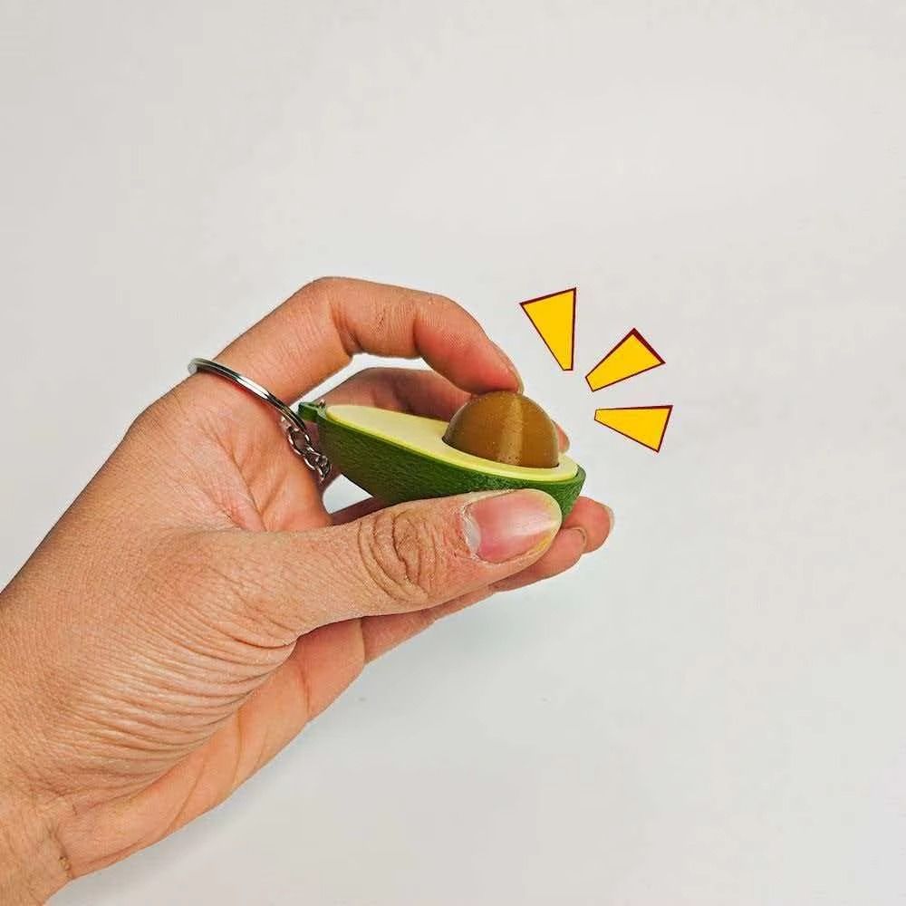 Calming Avocado Clicker Keychain Simulation Finger Button Pendant Fidget Keychain Backpack Charm