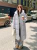 Long down jacket women's winter new super long over the knee couple loose thickened white duck down jacket