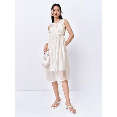 Peacebird Pleated Sleeveless Midi Dress