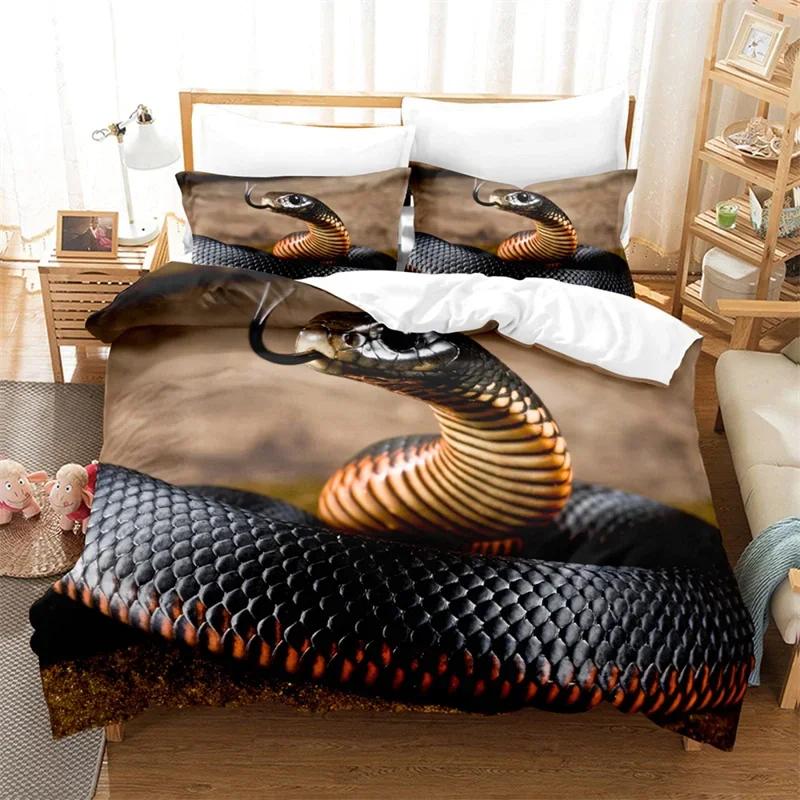 Snake Soft Duvet Cover Romantic Red Rose Floral Beding Set Microfiber Wild Animal Warm Comforter Cover Single King Quen For Children Kids Adult People