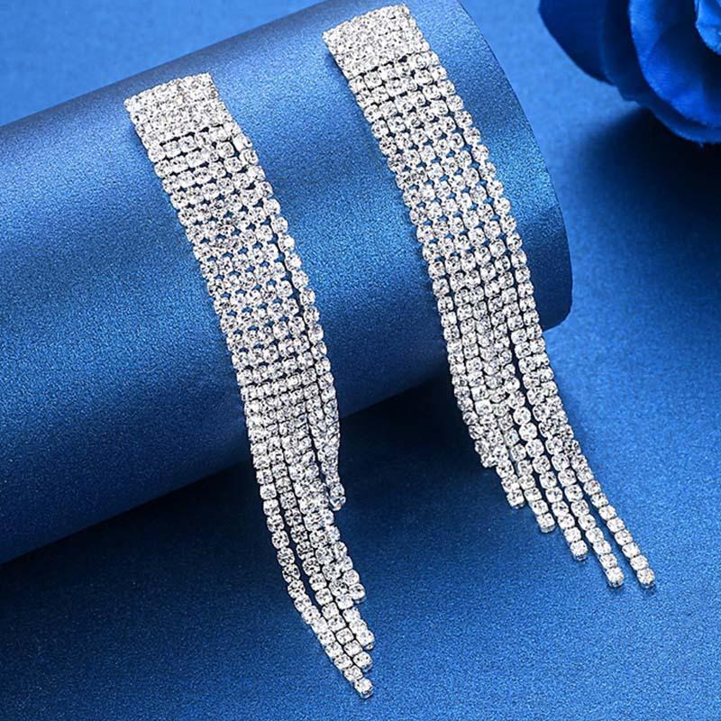 Classic Fashion Popular Earrings Women's Luxury Sparkling Diamond Tassel Exaggerated Earrings Earrings Bridal Wedding Accessories