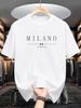Men's Casual Pattern MILANO LTALIA Printed Sports Comfortable Round Neck Men's Clothing Women's Summer Short-sleeved T Shirt