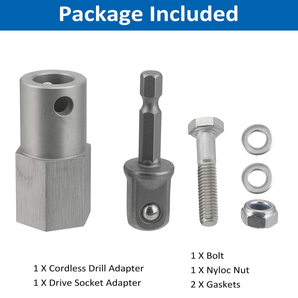 Stainless Steel Cordless Drill Adapter Kit with 12 Inch Socket Adapter Bit Fits for Top Wind