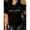 Luxusmarke Milano Buchstabenprint Wounisex T-Shirt Stilvolle Freizeitkleidung Für Den Sommer Leicht Atmungsaktiv Rundhalsausschnitt Oberteil Modebekleidung