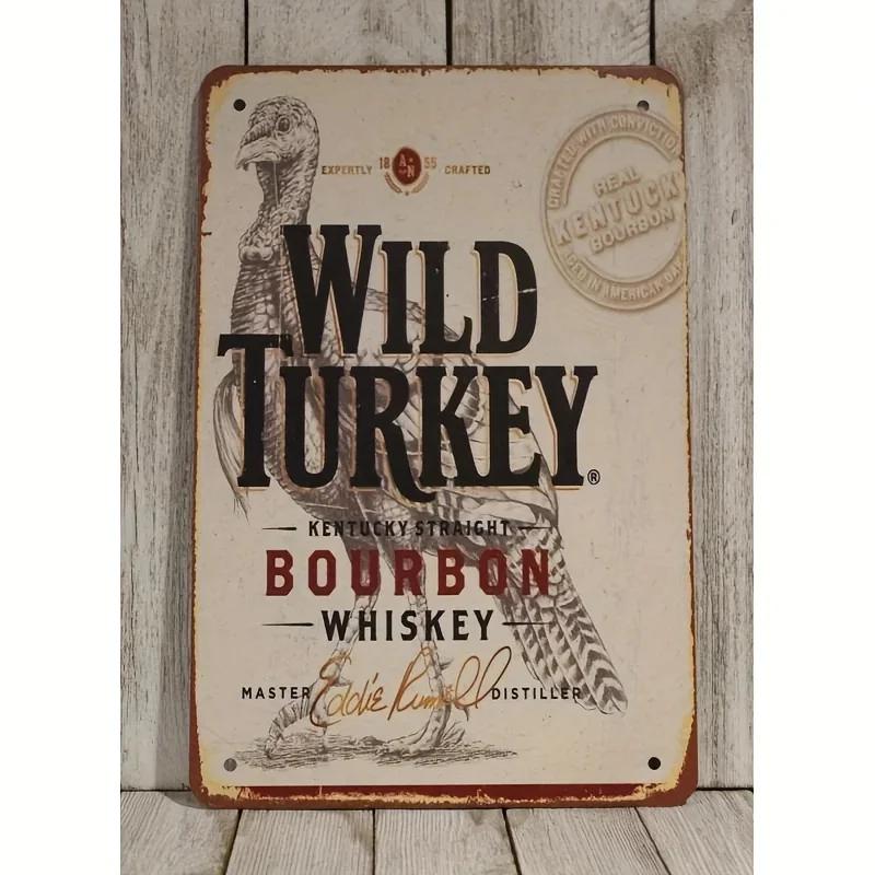 

Wild Turkey Bourbon Country Style Iron Sign - Suitable for Whiskey Bar and Hotel Decoration 20x30cm（7.8x11.8inch）