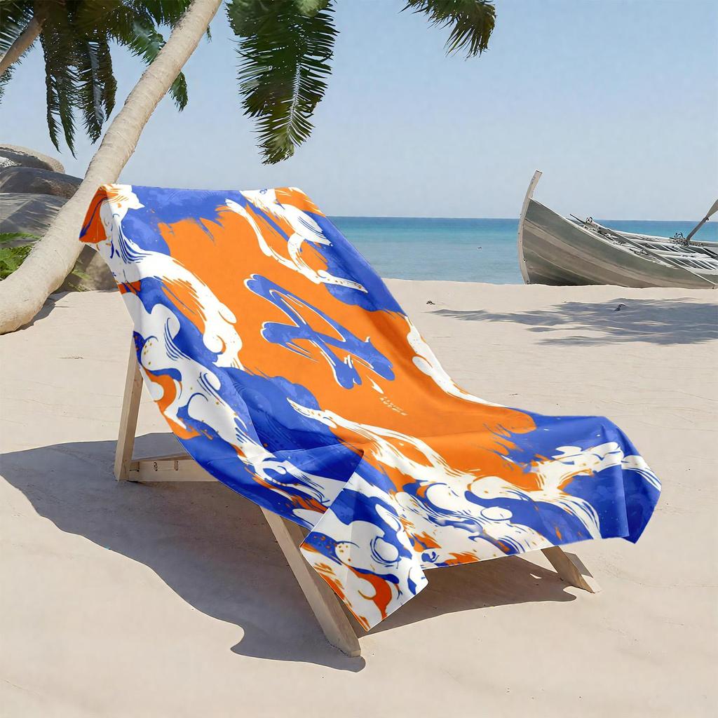 1pc Dynamic Abstract Waves Artwork 2D Printed Microfiber Beach Towel, quick dry super absorbent. Great for beach, pool