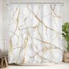 1Pc Waterproof Polyester Shower Curtain With 12 Plastic Hooks, Golden Marble Printed Bath Curtain Fabric Curtain For Bathroom