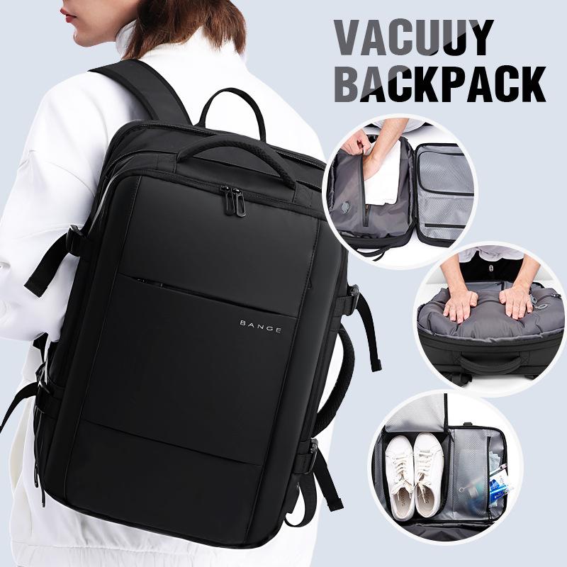 Bange Travel Men 15.6 Inch Laptop Backpack Vacuum Compression Backpack Business School Backpack Expandable Outdoor Backpack