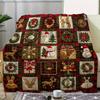 1 Stück Vintage Weihnachts-Plaid-Patchwork-Decke – Weiches und gemütliches Flanellmaterial, Perfekt für Sofa, Bett, Auto, Büro, Camping