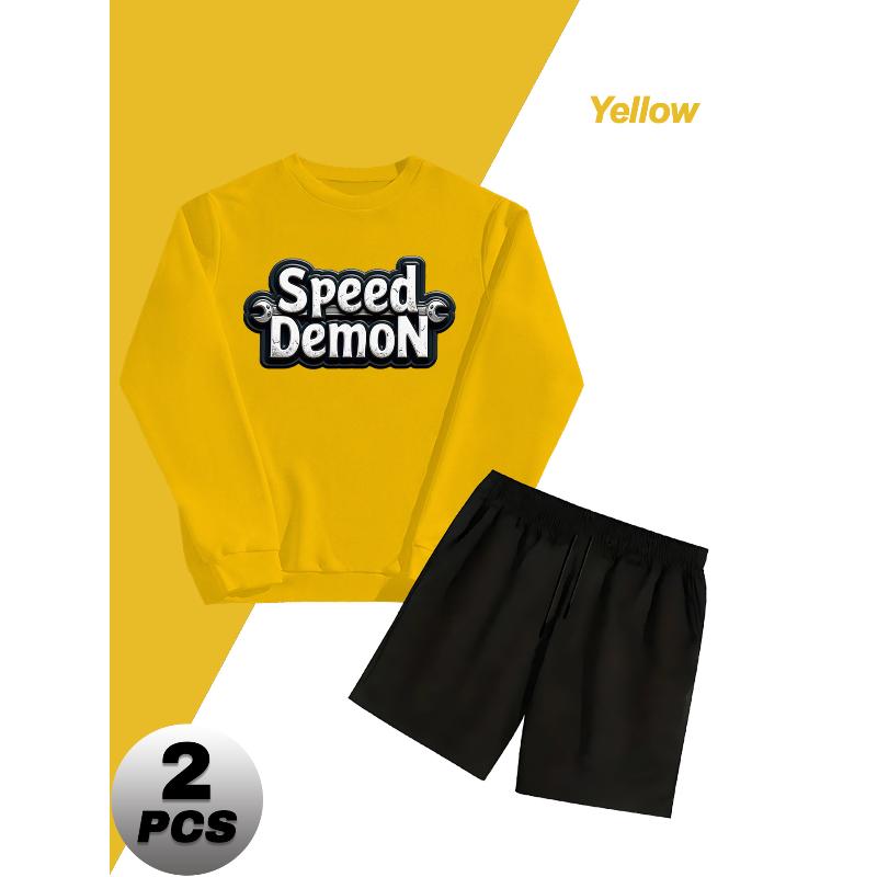 Men s  Polyester Casual Outfit  Sweatshirt and Relaxed Fit Shorts Gym S