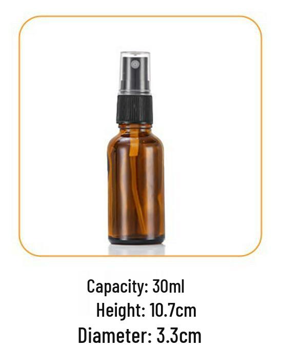 Brown Glass Spray Bottle, 5-100ml, Essential Oil & Hydrating Refill, Portable Press-type Sample Bottle