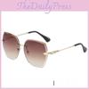 Metallic Frame Geometric Sunglasses With Gradient Pink Lenses Uv400 For Outdoor Activities And Parties