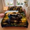 3pcs Anime Cat Comforter Set with One Quilt Cover and Two Pillowcases (No Core), Home Decor, Festival Gift, Polyester Fabric, Anime Cartoon Design