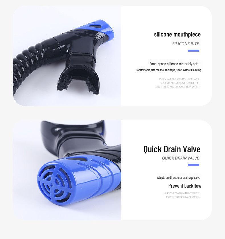 Two Treasures Full Dry Snorkel Set: Silicone Diving Mask with Tempered Glass for Children & Adults