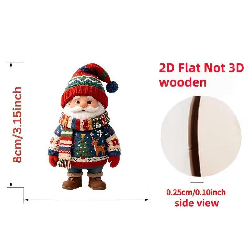 8 Stück 2D Cartoon Weihnachtsmann mit vielen Geschenken Weihnachtsbaum Dekoration Hängender Anhänger Feiertags alter Mann Dekoration Weihnachten Hängende Accessoires
