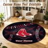 Round Rug Custom NameBoston Red Sox Pattern Non Slip Carpet Home Floor Decor