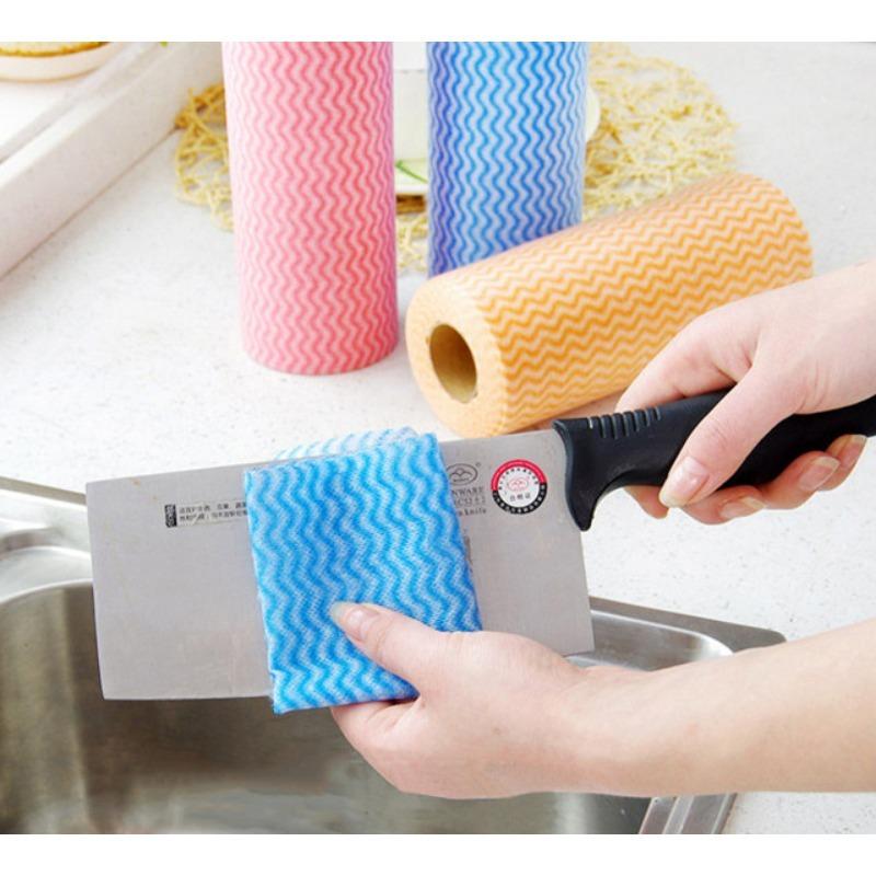 1/2 Roll Break Point Non-woven Kitchen Towels Cleaning Cloth 50pcs in 1 Roll Glasses Dish Wipe.