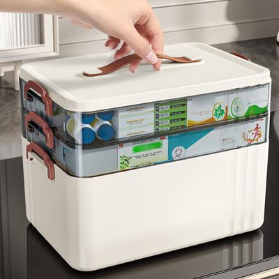 Yousheng 3-Tier Medicine Box with Handle Large Capacity Multi-layer Design BPA Free Good Sealing Tablet Pill Organizer Medicine Case