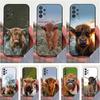 Cute Highland Cow For Samsung S9,S10,S20,S10,S21,S25,S24,S23,Ultra,FE,Plus,Lite,Soft Silicone Black Case