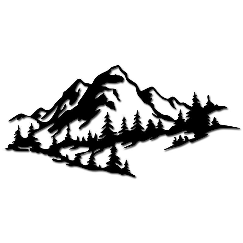 Mountain View Laser-Cut Black Iron Silhouette Wall Decoration