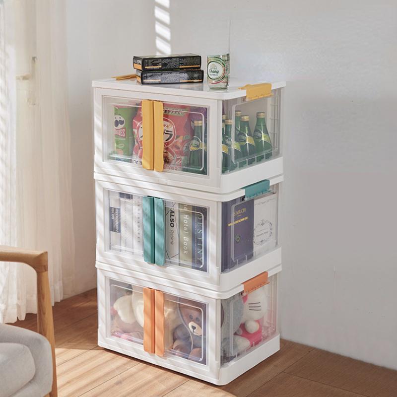 Foldable Plastic Storage Box with Lid for Home Closet Organization and Toy Storage